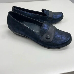 Dansko Shimmer Blue Nubuck Suede Slip On Loafers Size EU 40, US 10-10.5